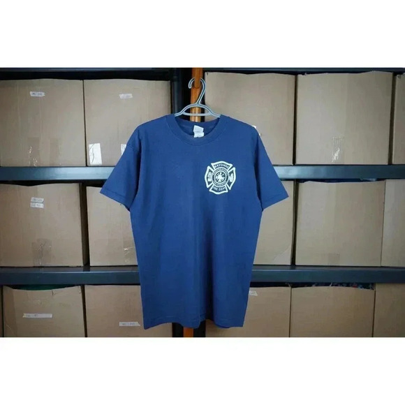 Vintage T-shirt Men's Large Bayonne Fire Dept 90s #549 - Picture 1 of 5